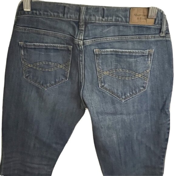 Abercrombie & Fitch Blue Denim Low Rise Bootcut Jeans 2S Stretch 5 Pockets 26x30 - Picture 3 of 7